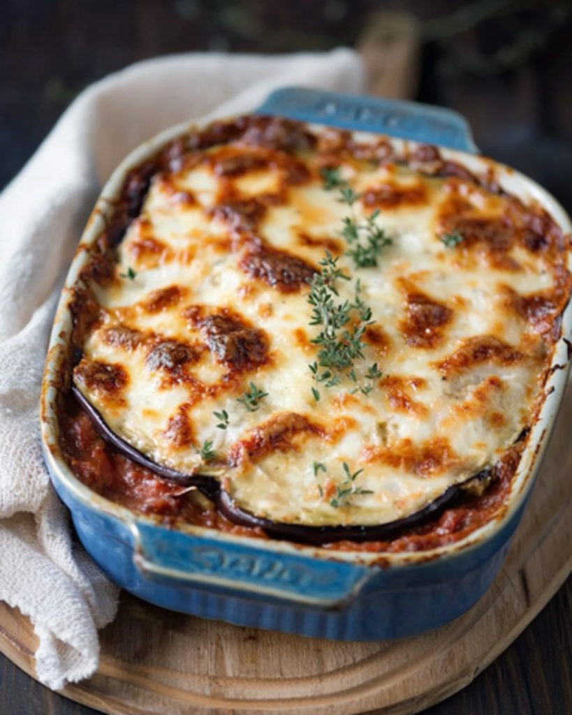 Gratin d’Aubergines Gourmand à la Mozzarella Fondante et Parmesan Doré