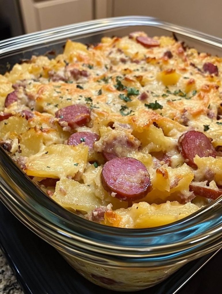 Casserole de Kielbasa et de Hashbrowns