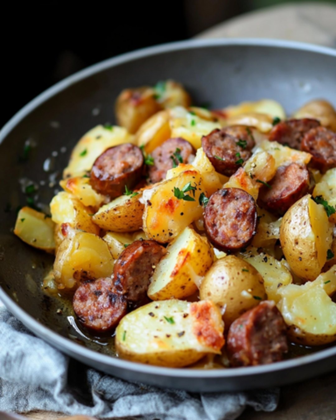 Poêlée aux Pommes de Terre et Saucisse Fumée