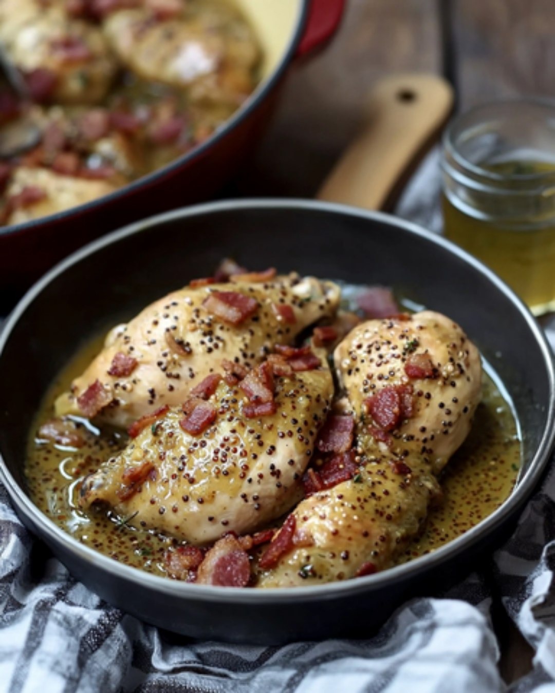 Poulet au Cidre, Bacon et Moutarde à l’Ancienne