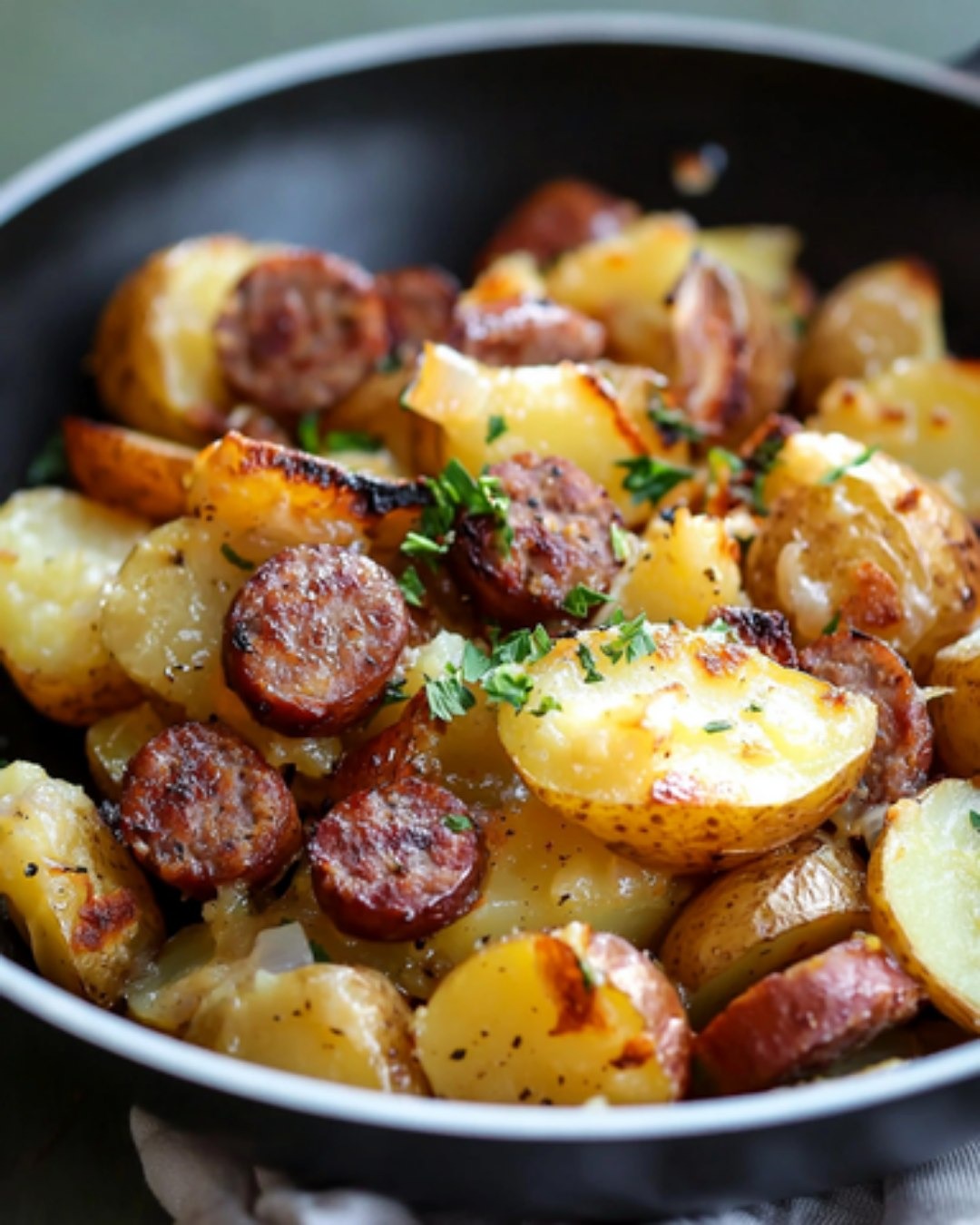 Poêlée aux Pommes de Terre et Saucisse Fumée