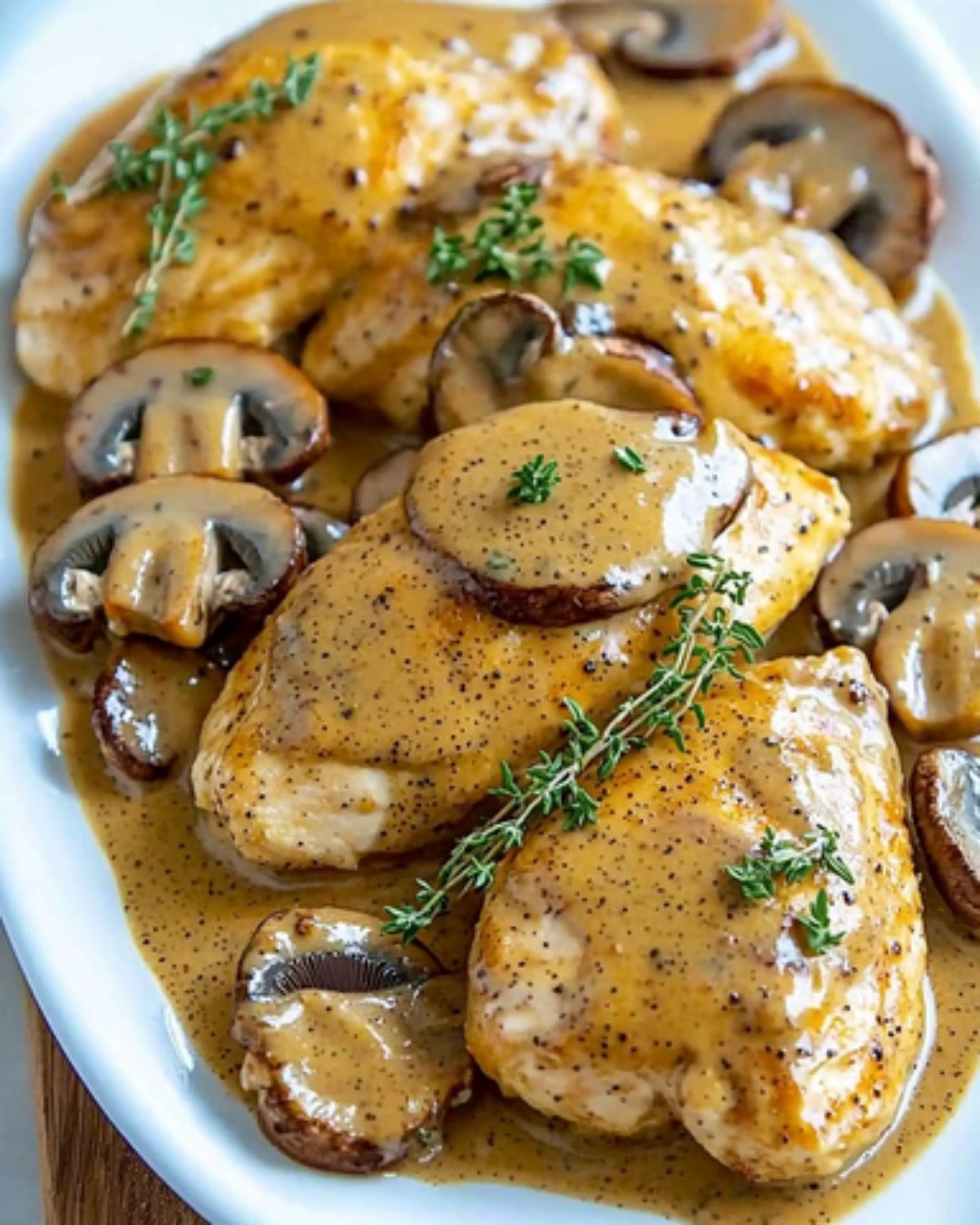 Poulet à la Moutarde et Champignons Crémeux