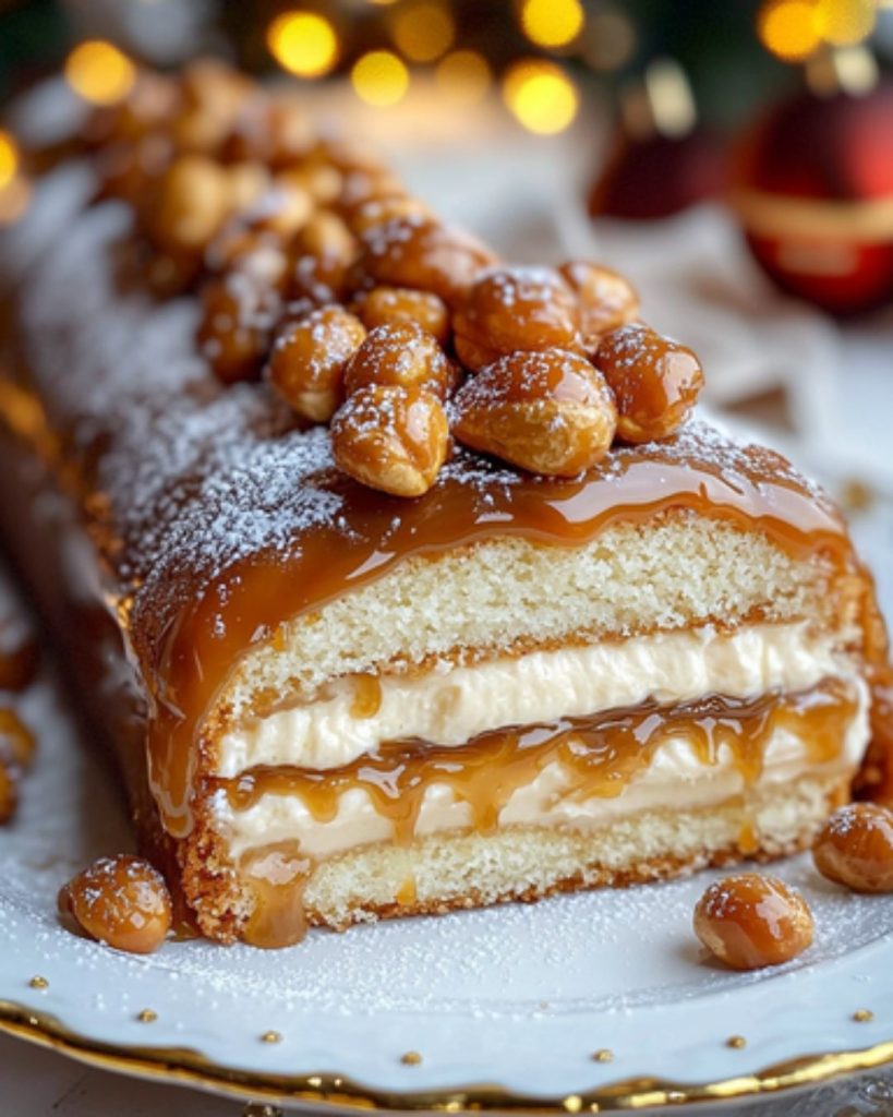 Bûche Cacahuètes-Caramel et Crème VanilleDélice de Noël 