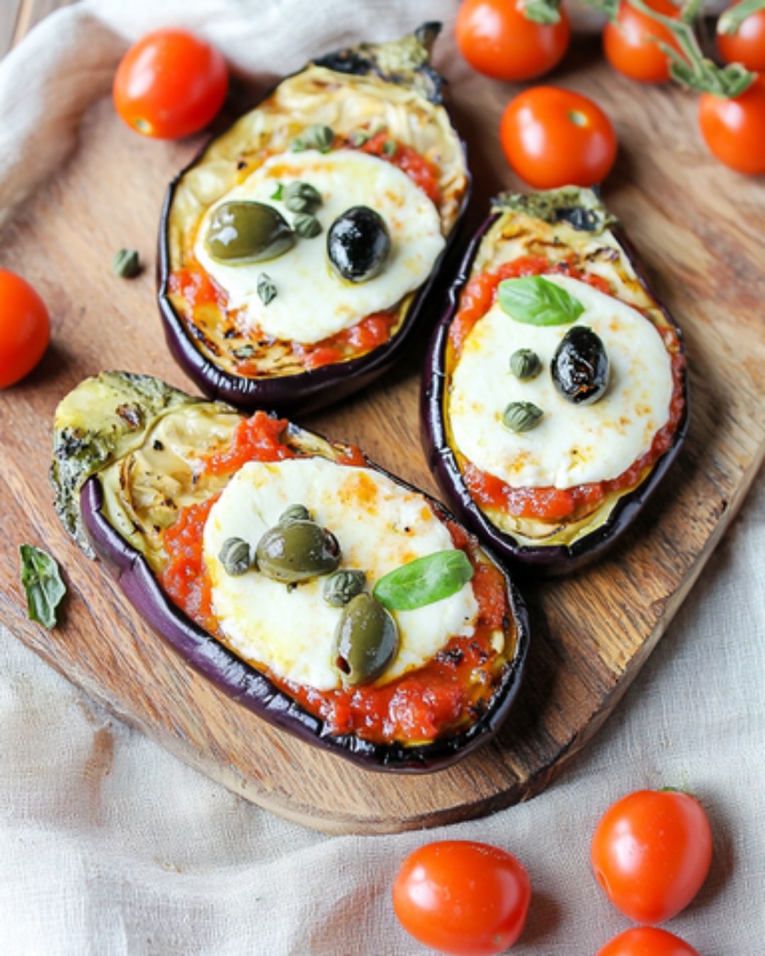 Tranches d’Aubergines Rôties au Fromage Léger