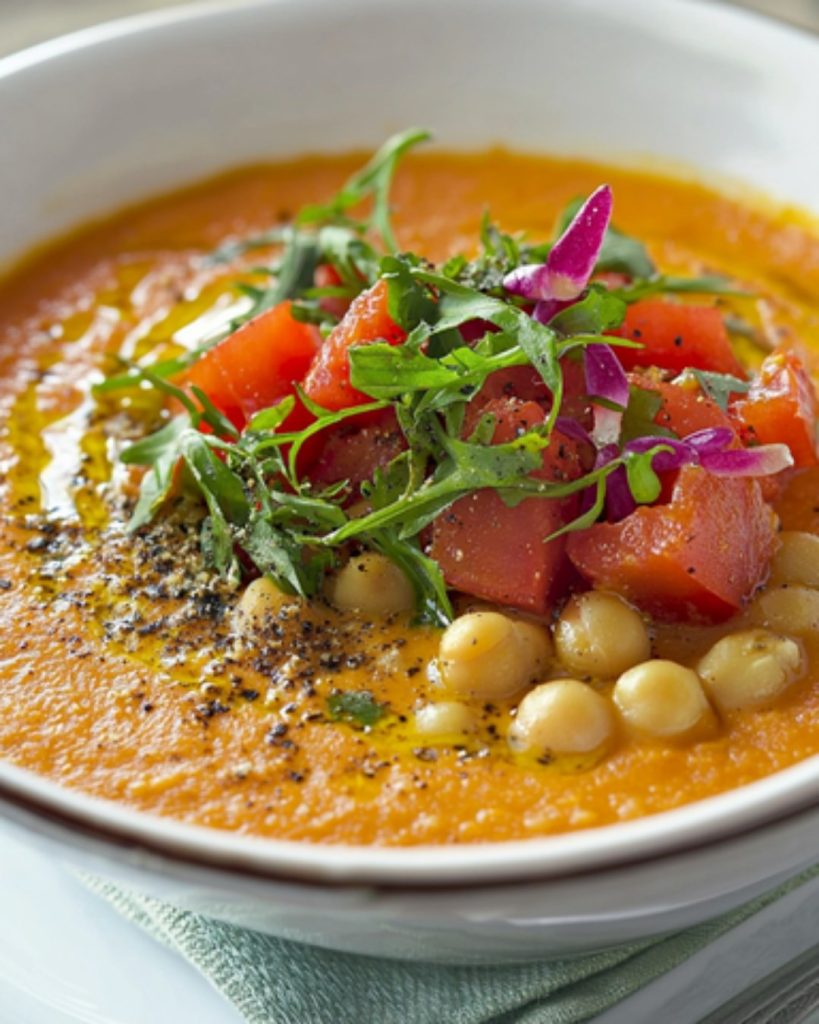 Velouté de Tomates, Lentilles et Pois Chiches