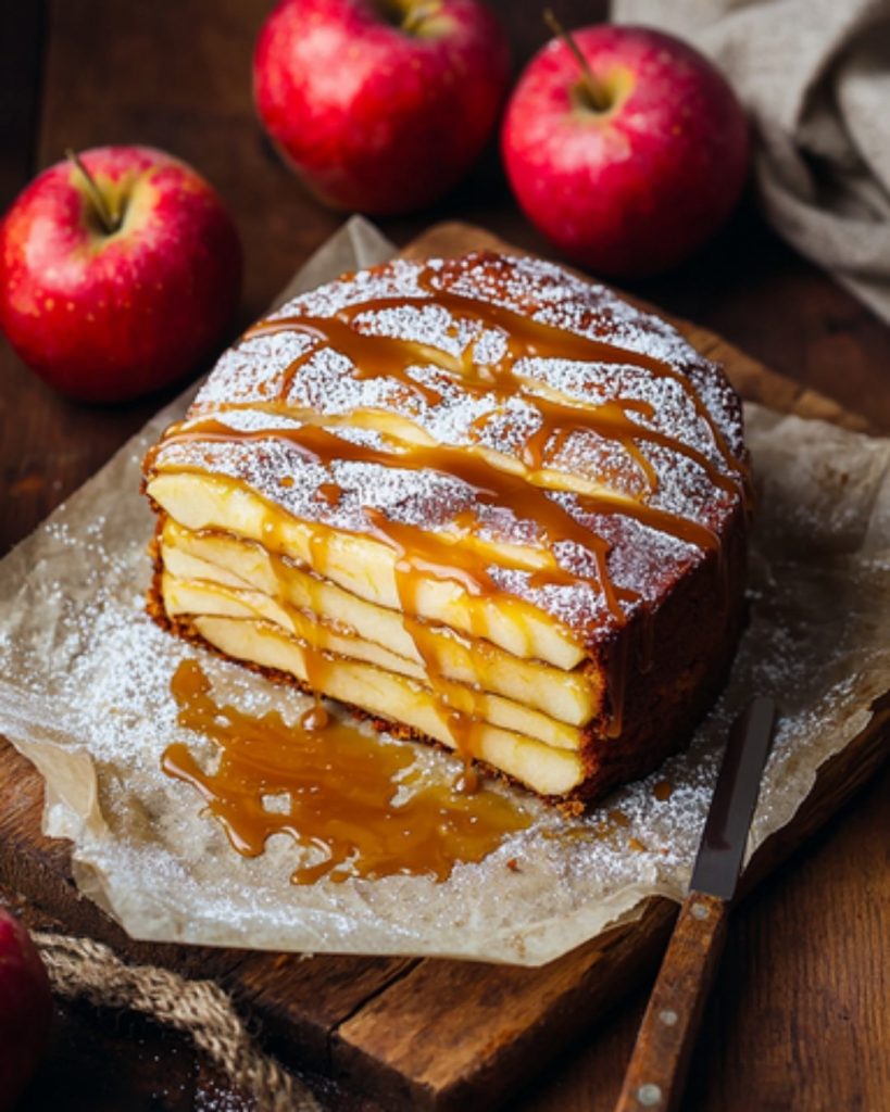 Gâteau Invisible aux Pommes Caramélisées : Un Délice Fondant à Chaque Bouchée 