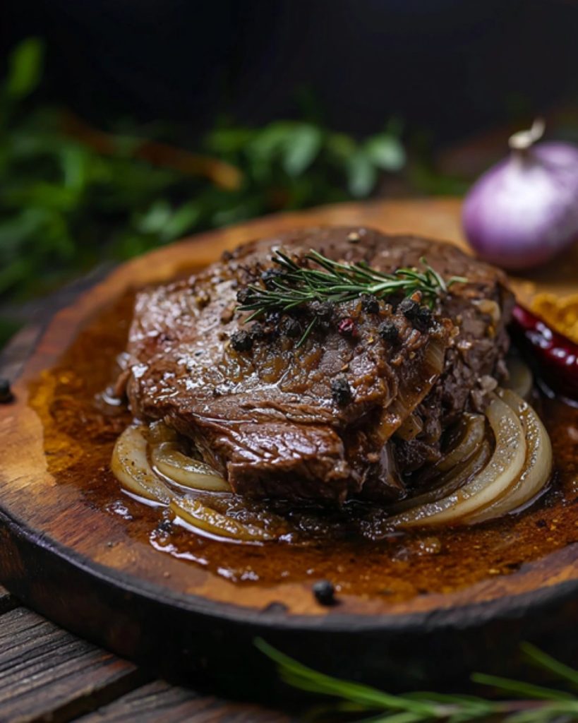 Paleron de Bœuf Confit aux Oignons et aux Épices