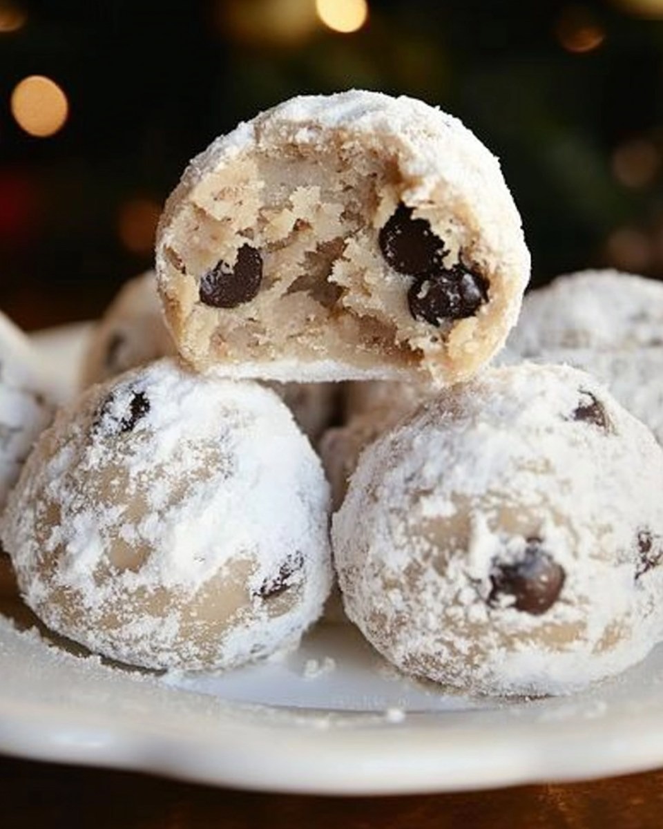 Biscuits boules de neige aux pépites de chocolat et beurre d’arachide ! 