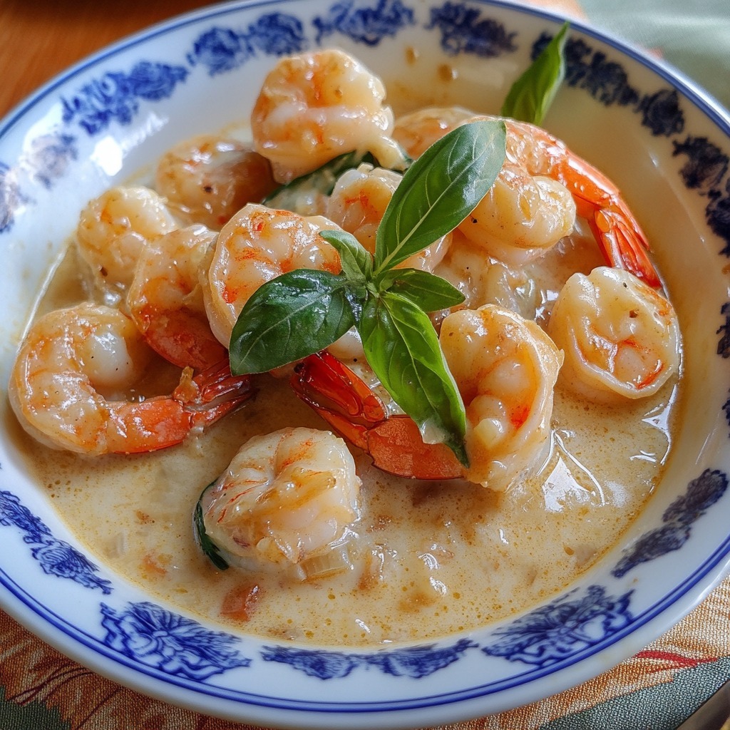 Crevettes à l’Ail et Lait de Coco