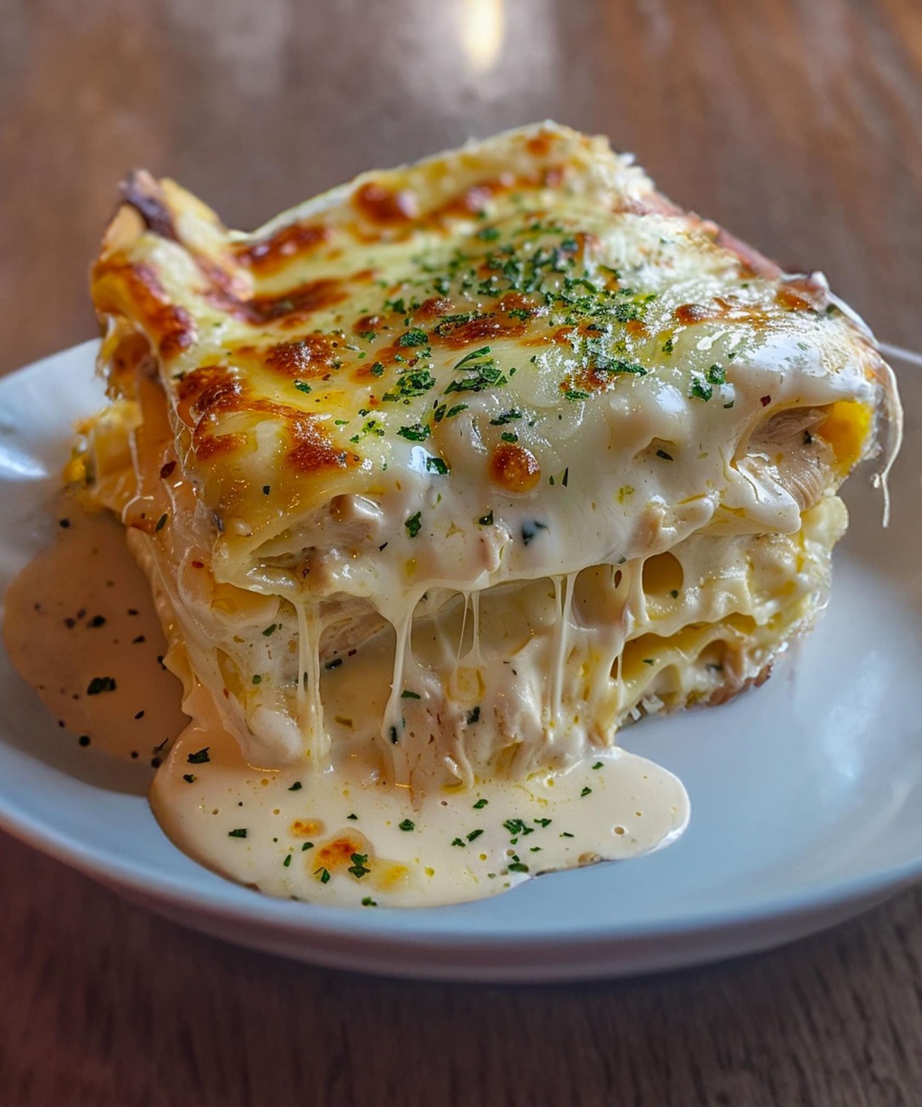 Lasagnes Fondantes au Poulet et Sauce Blanche Crémeuse 