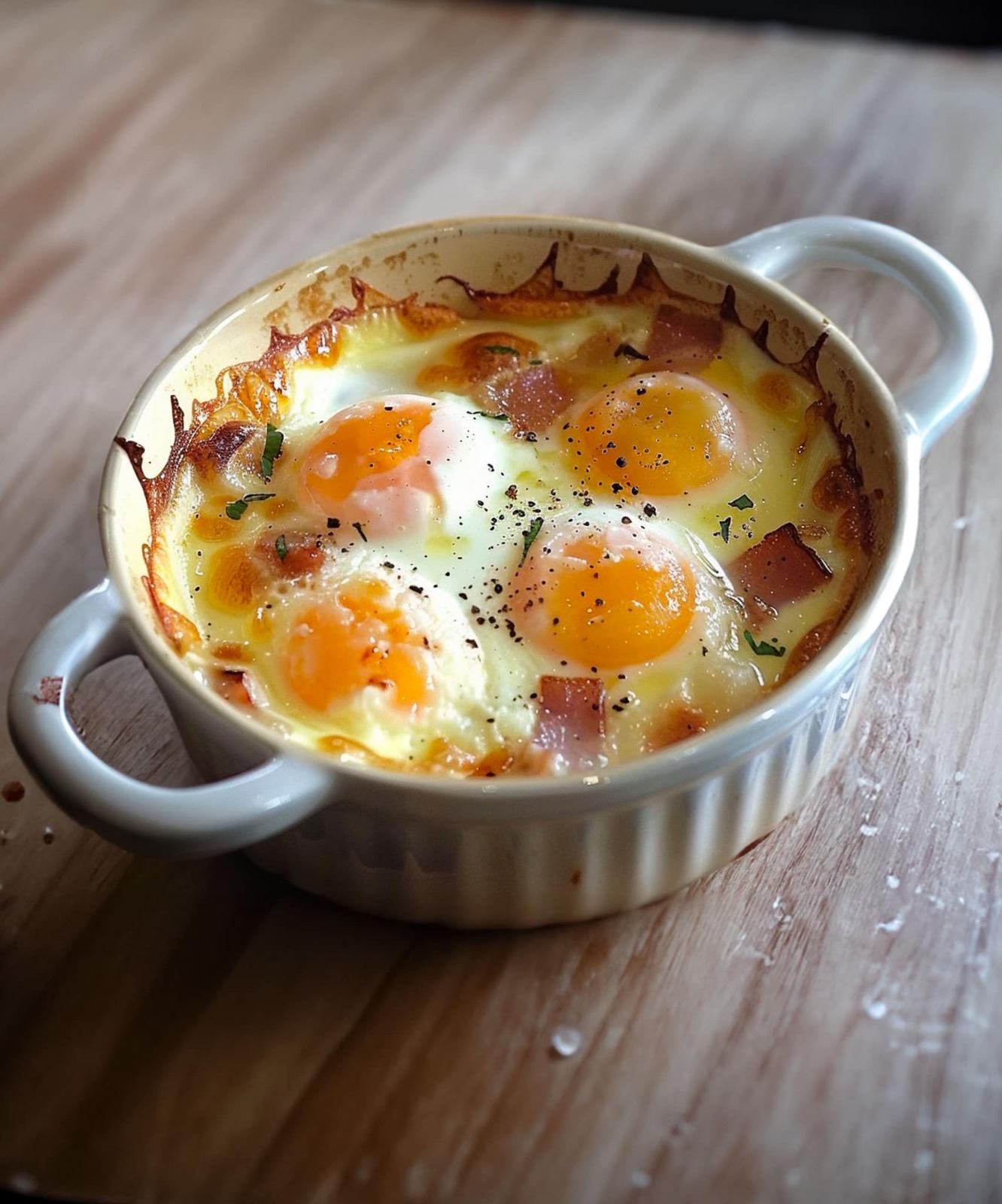 Œufs Cocotte au Chèvre et aux Lardons