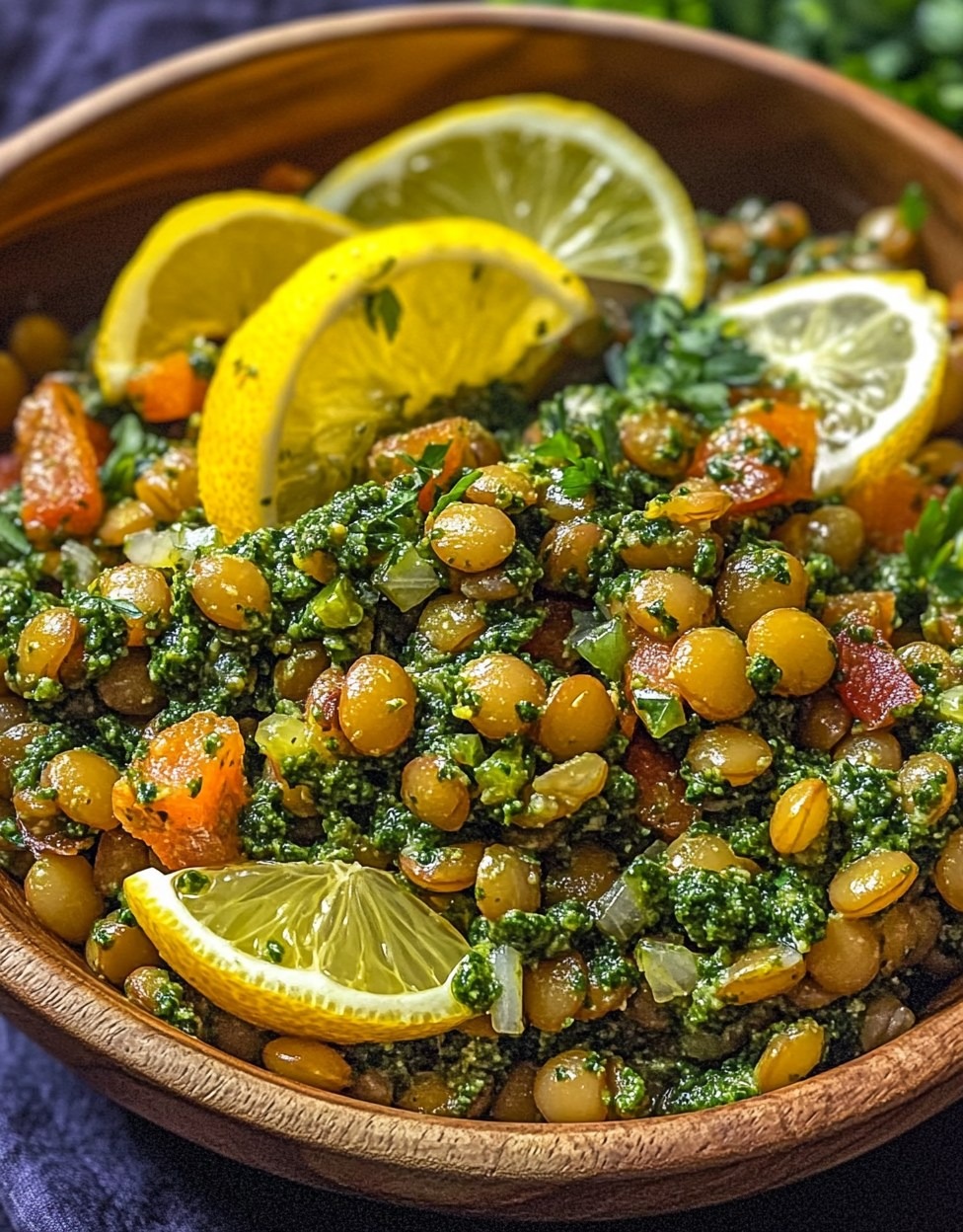 Salade de lentilles au pesto citron