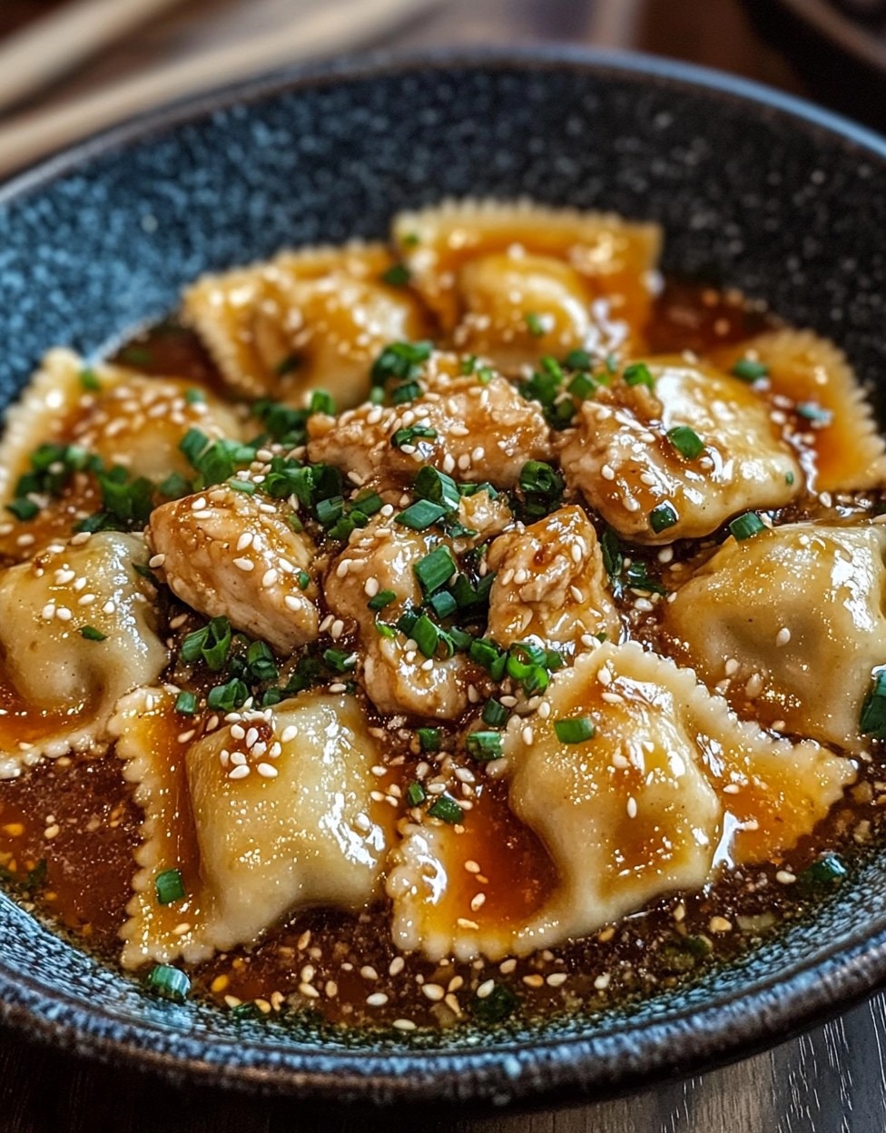 Raviolis de poulet au sésame