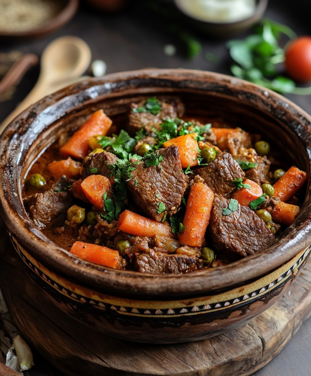 Le tajine de bœuf aux carottes et petits pois