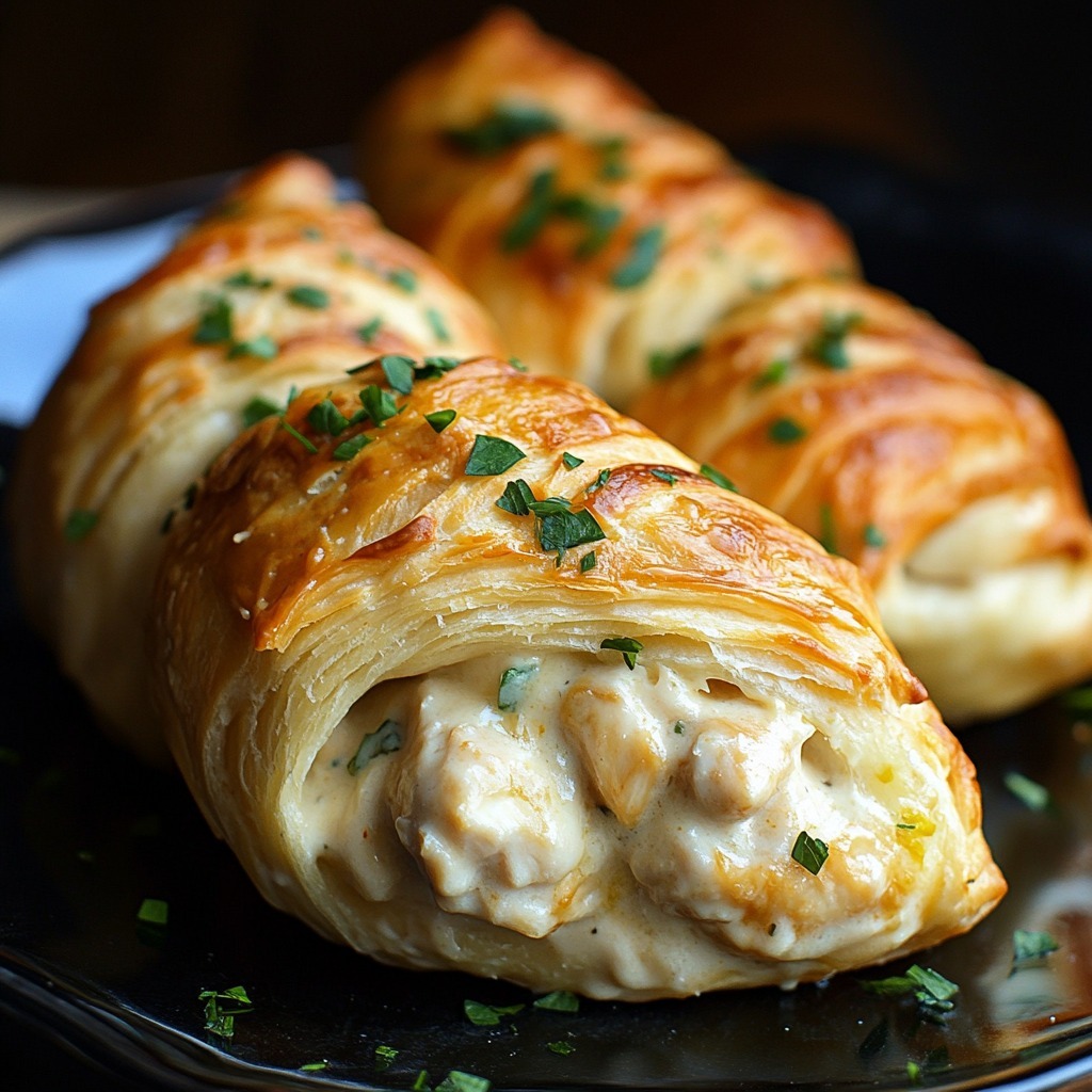 Les croissants feuilletés farcis au poulet crémeux 