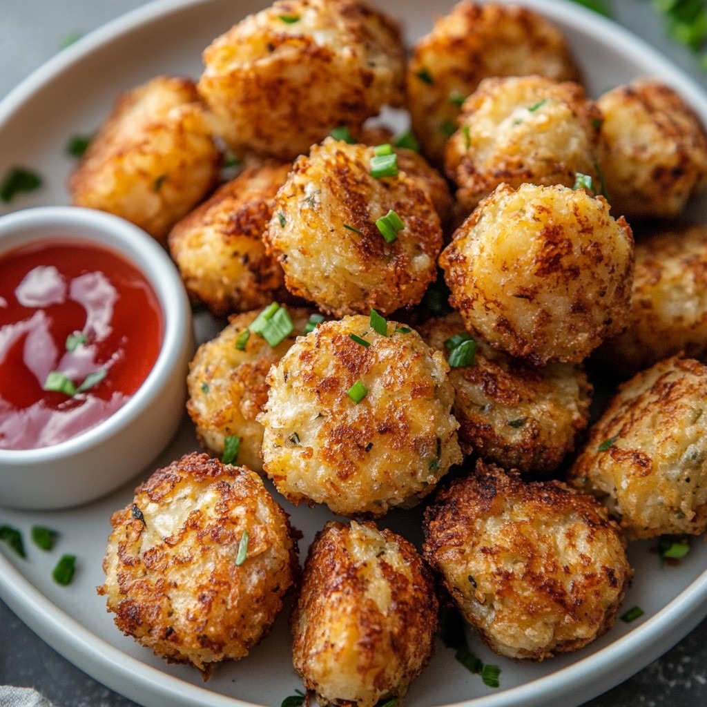 Les boulettes croustillantes de pommes de terre et de saucisses