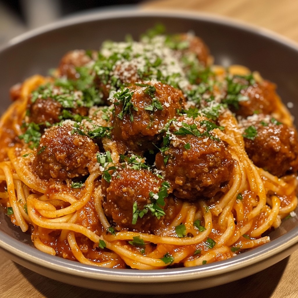 Le classique spaghettis et boulettes de viande 