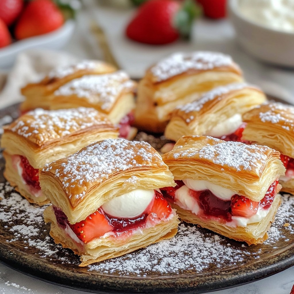 Les feuilletés aux fraises et à la crème