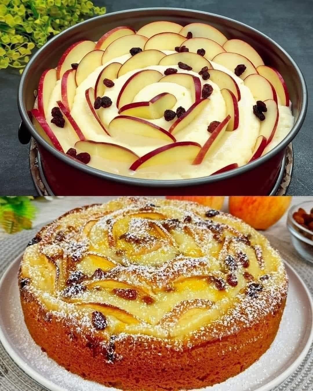 Gâteau aux pommes et raisins secs