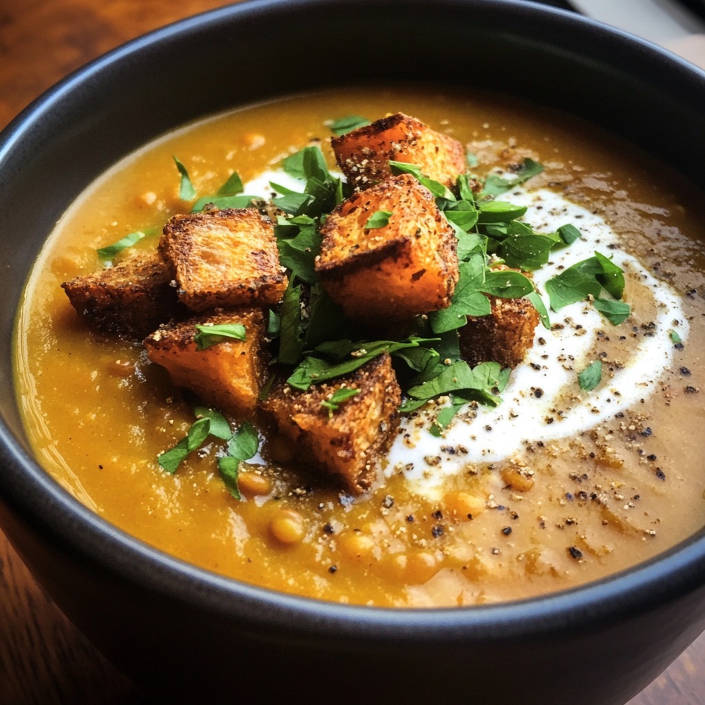 la soupe épicée aux carottes et aux lentilles