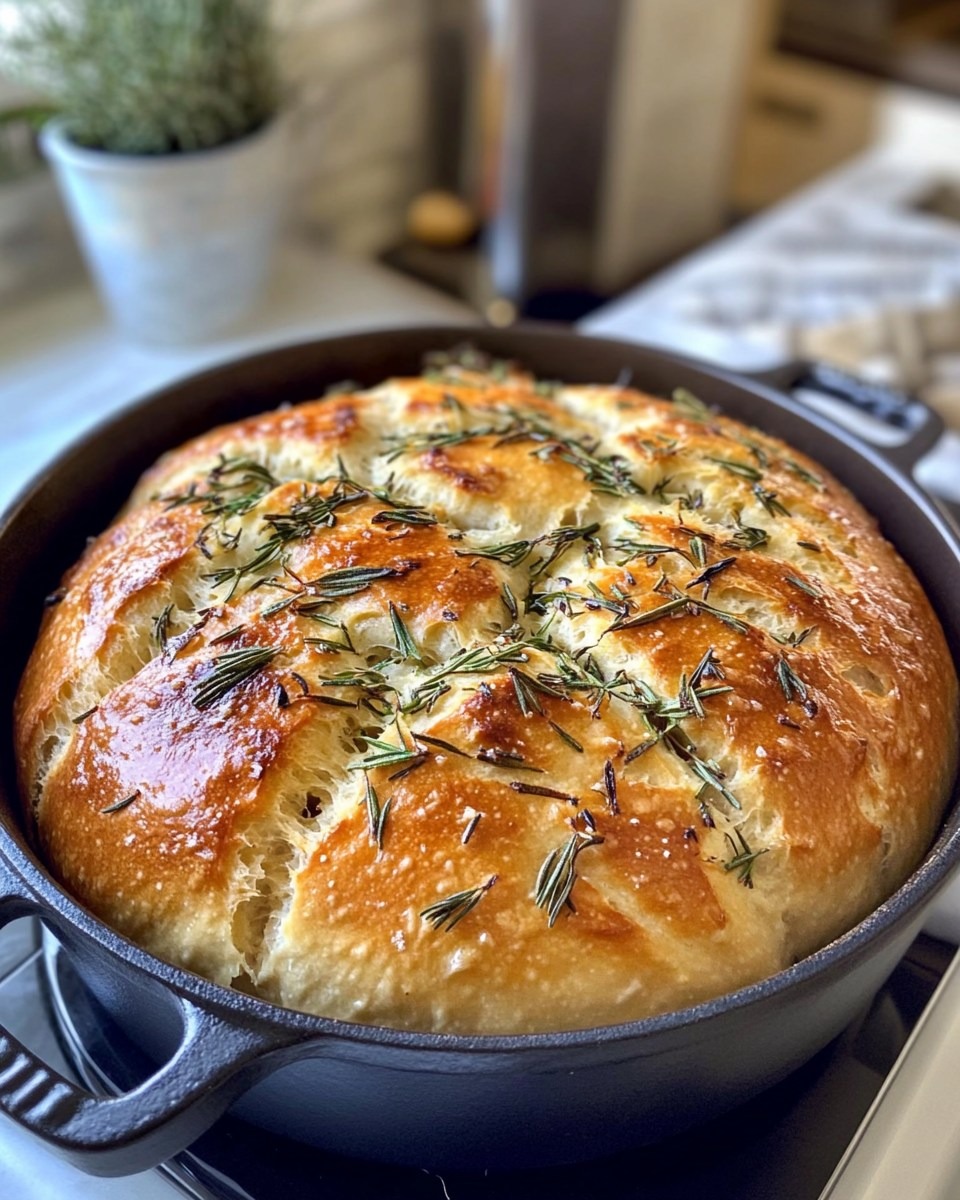 pain à l’ail et au romarin avec une croûte croustillante