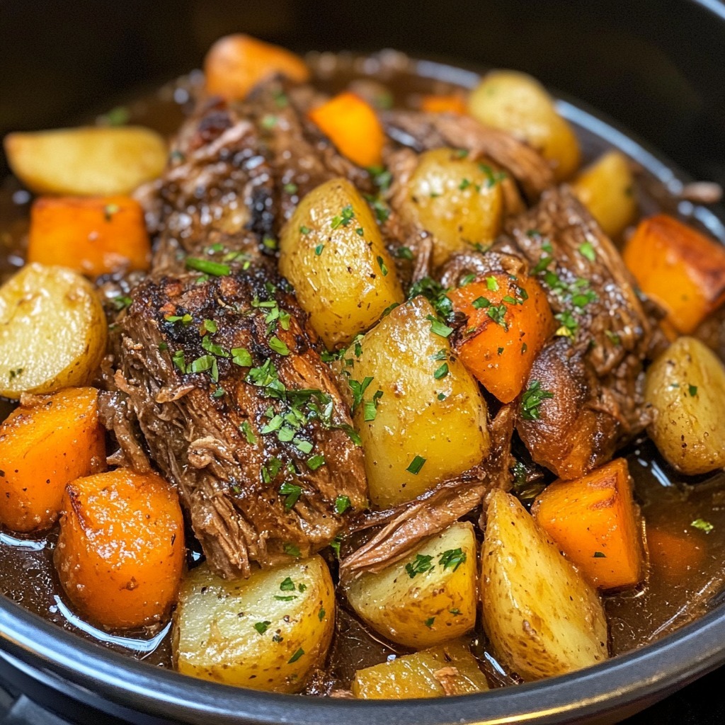 rôti aux pommes de terre et carottes