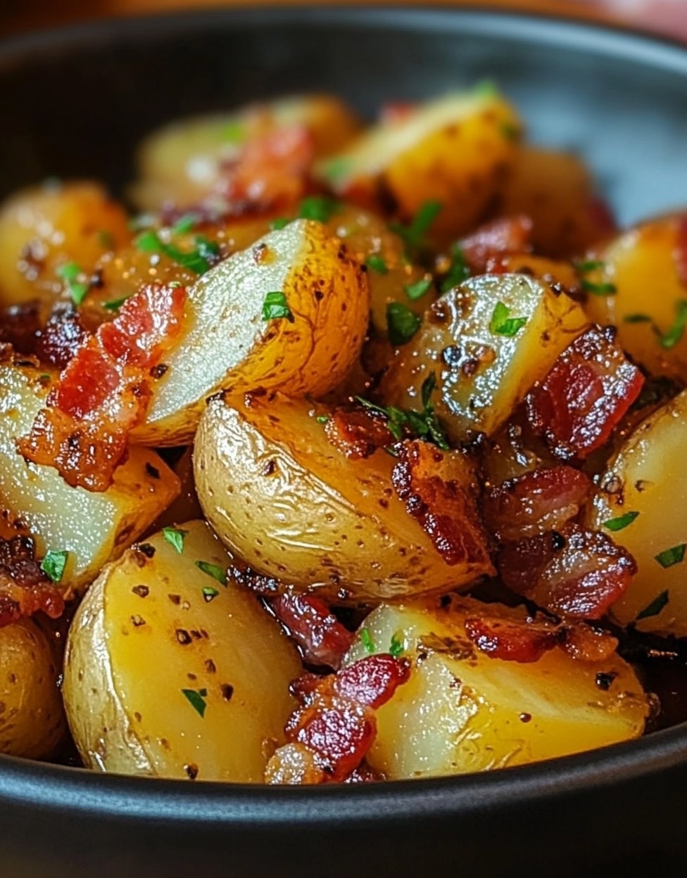 Pommes de terre au miel et bacon