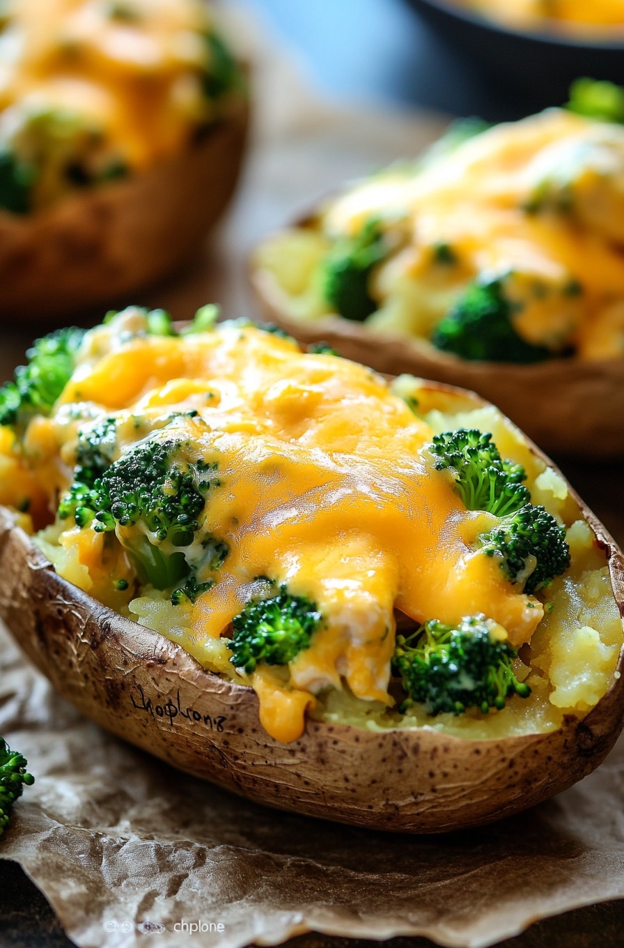 pommes de terre farcies au poulet et au brocoli