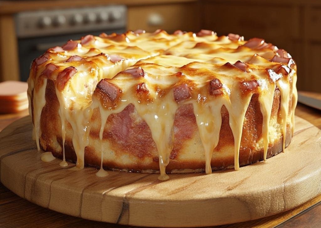 Cake au jambon et fromage dégoulinant 