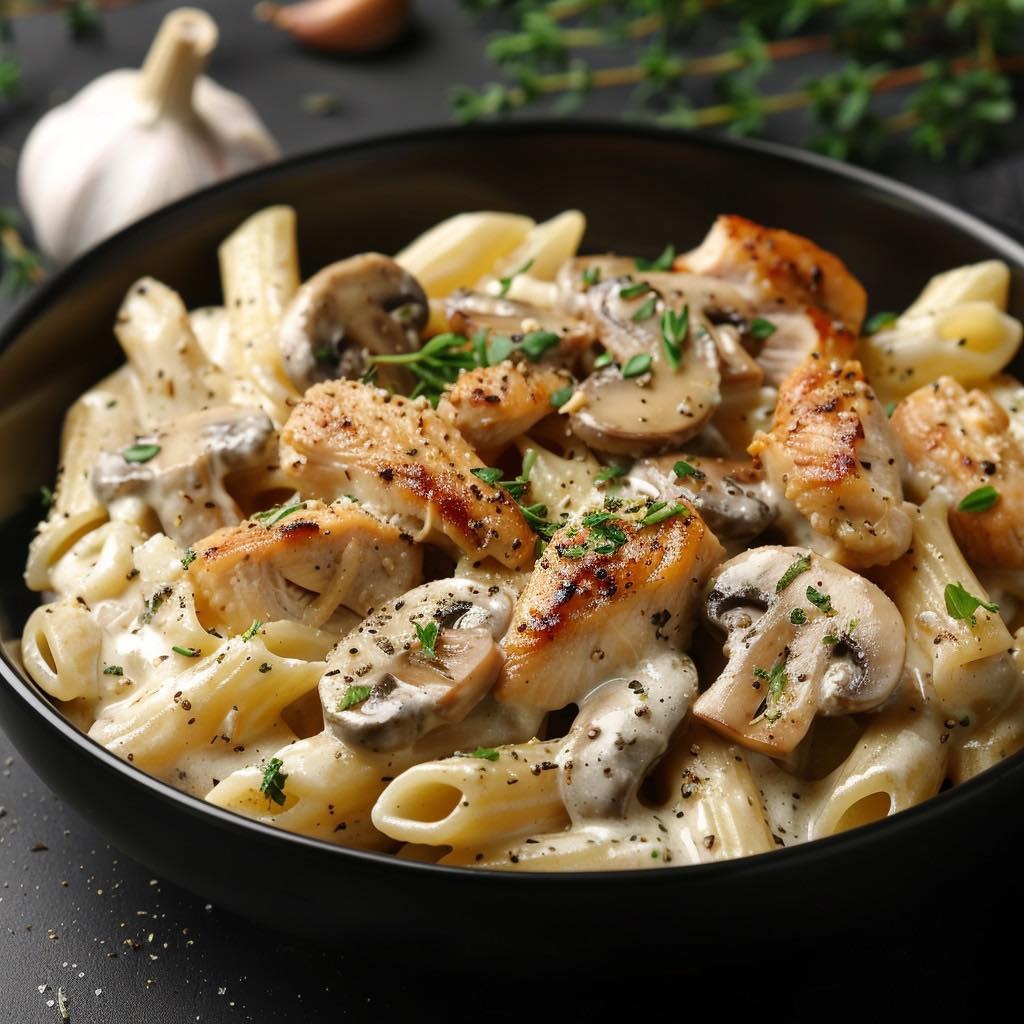 Tagliatelles Crémeuses au Poulet et Champignons