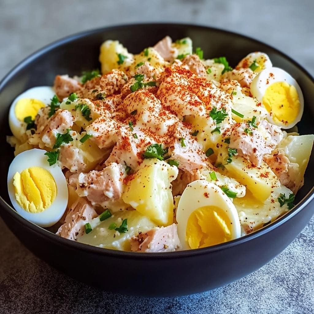 Salade de Pommes de Terre, Thon et Œufs Frais