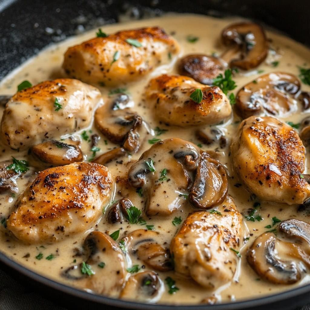 Poulet à la Moutarde et aux Champignons