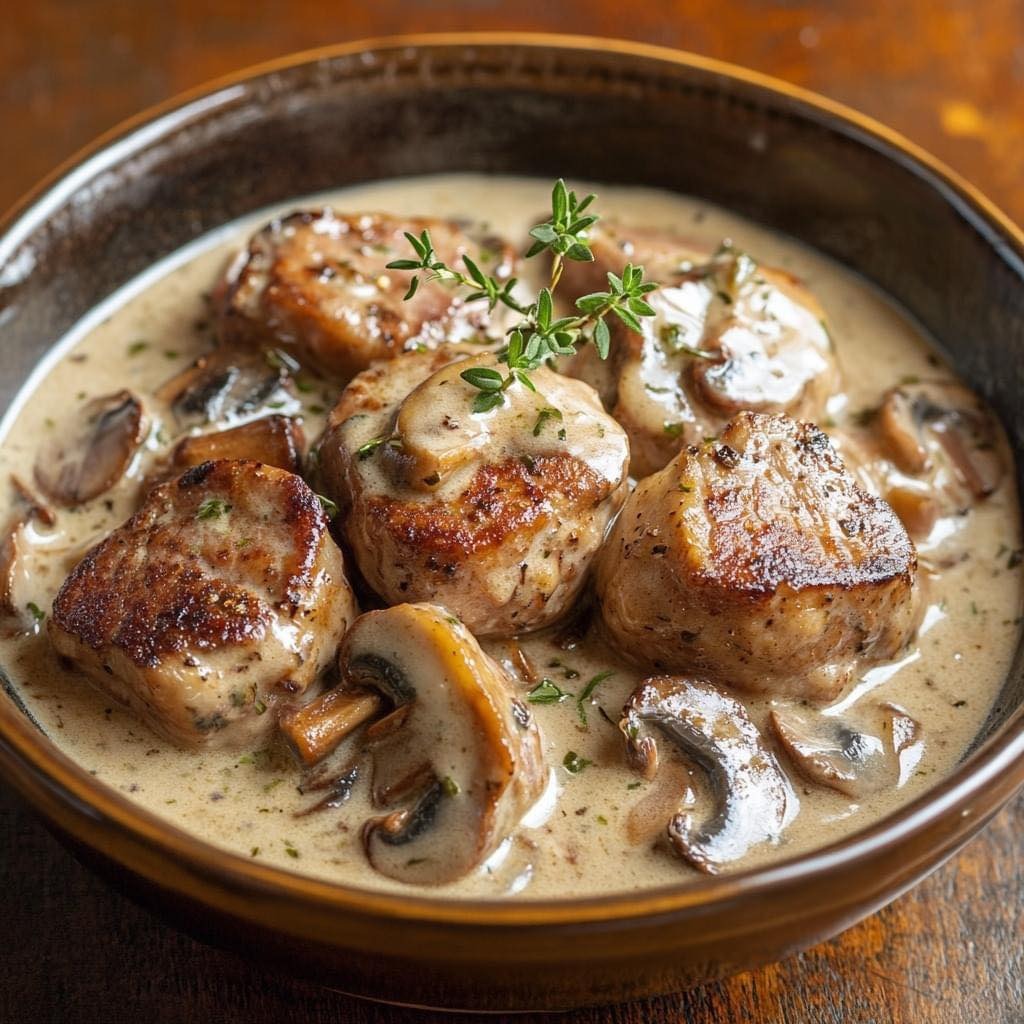 Paupiettes de veau à la crème de champignons