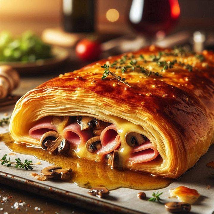 Feuilleté aux Champignons et Jambon