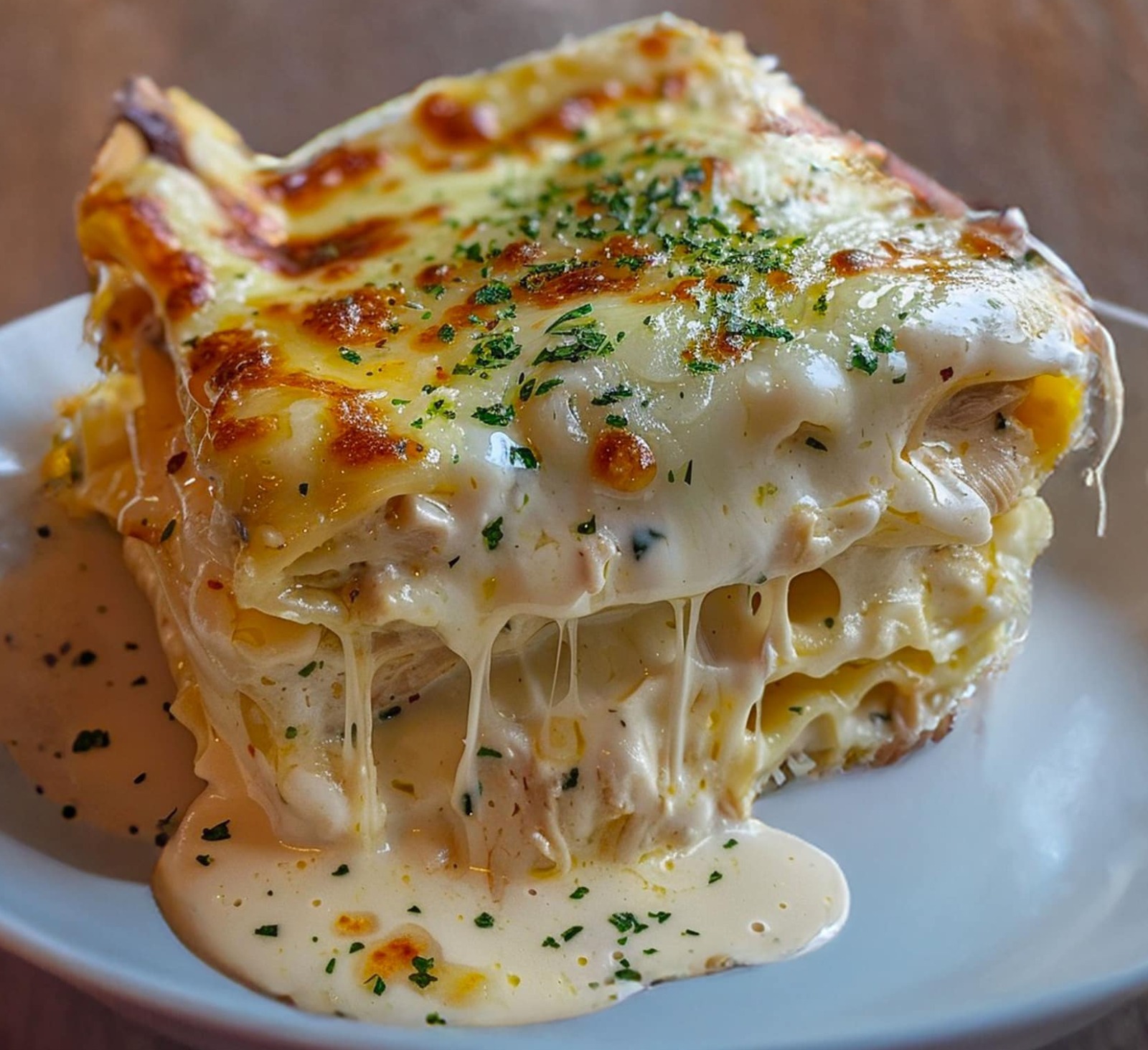 Lasagnes Fondantes au Poulet et Sauce Blanche Crémeuse 