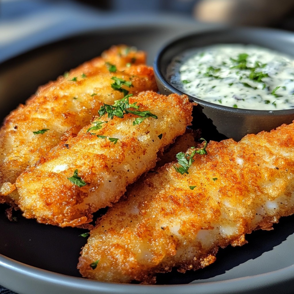 poisson croustillant poêlé avec une sauce tartare maison