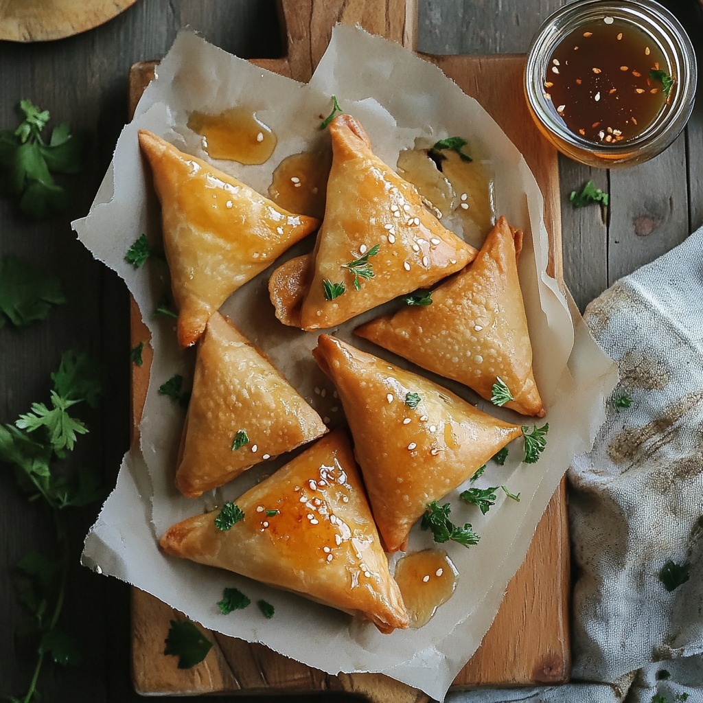 samosas au fromage de chèvre et au miel