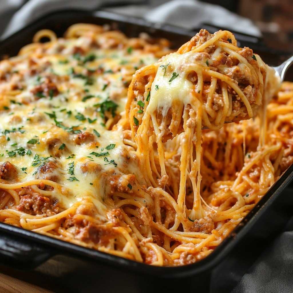 casserole de spaghetti au fromage à la crème