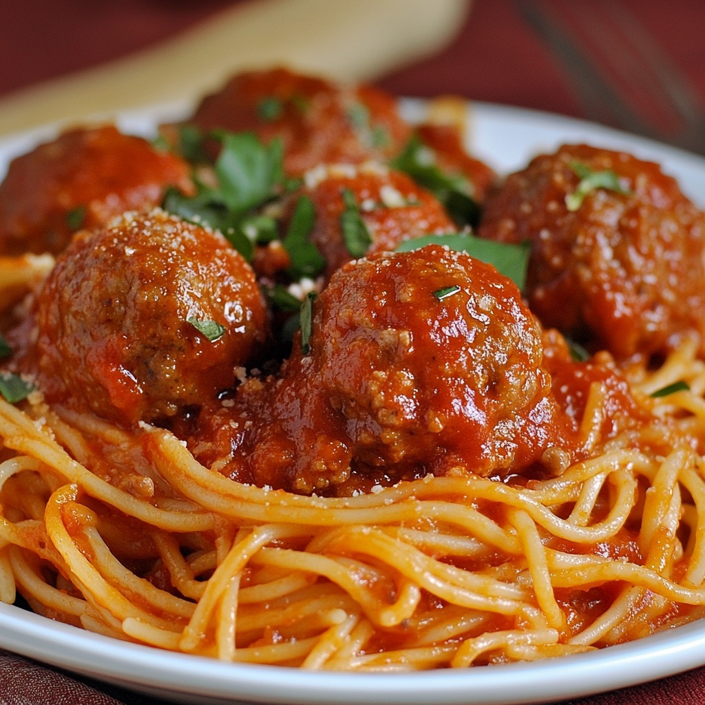 spaghetti et boulettes de viande