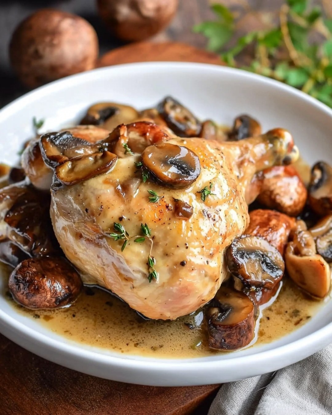 Poulet au porto et champignons