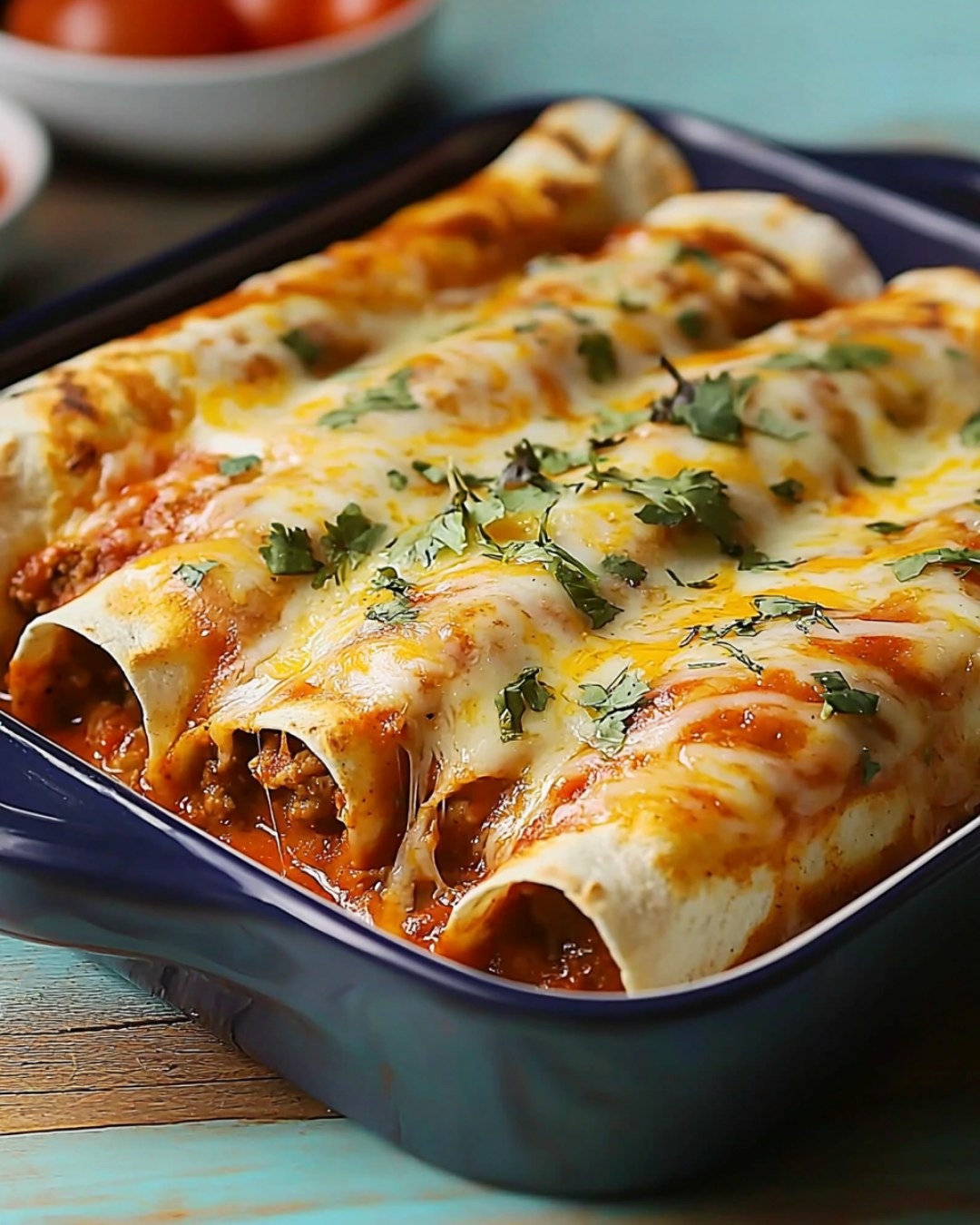 Enchiladas au bœuf sauce tomate et fromage