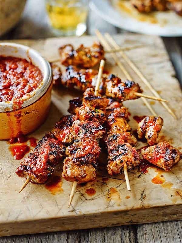 Brochettes de poulet à la sauce piquante