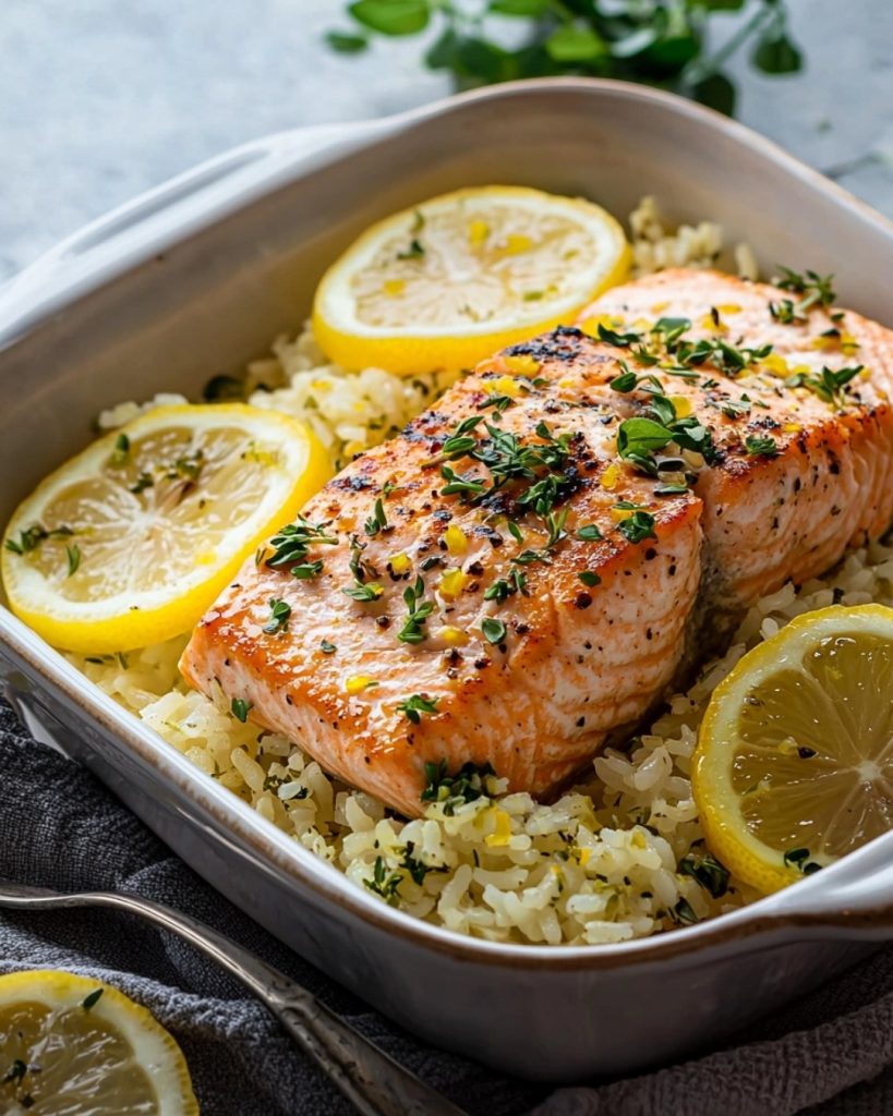 Saumon au Citron avec Riz aux Herbes