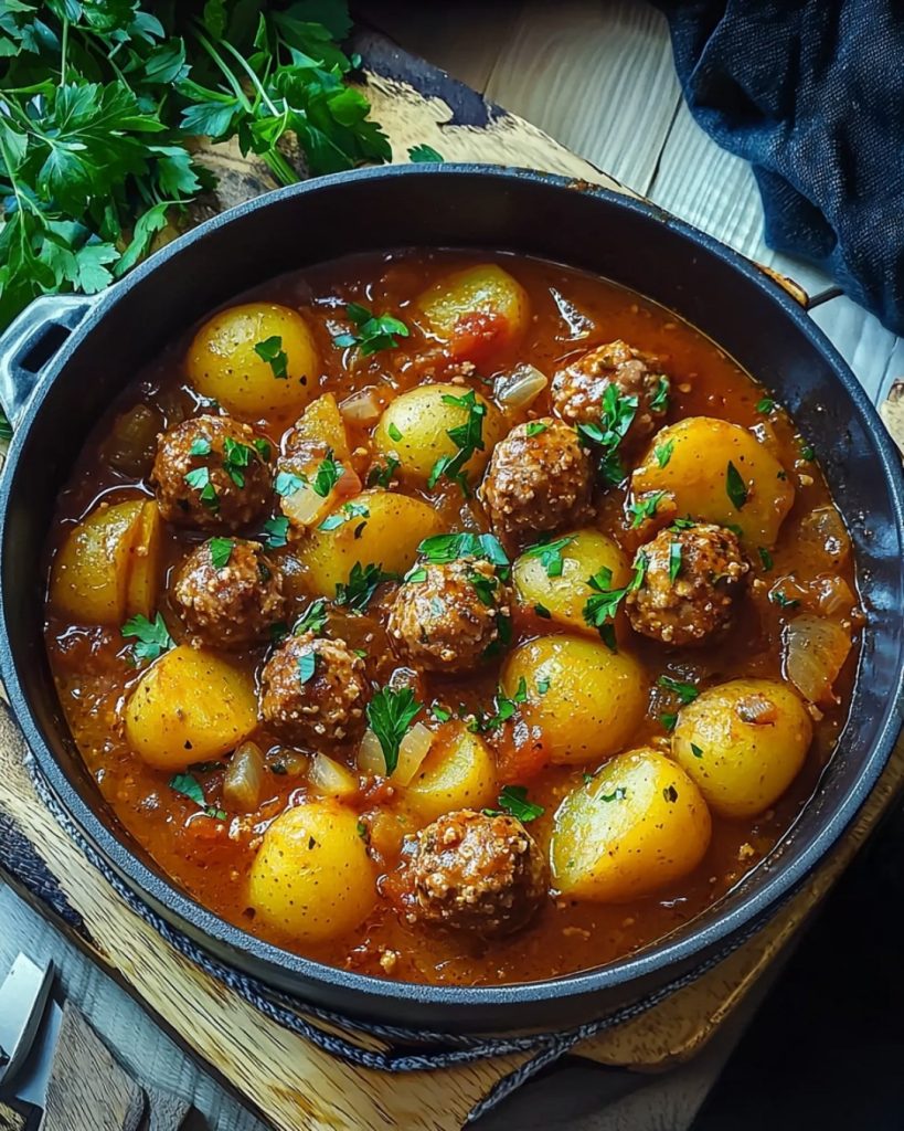 Ragoût de Pommes de Terre aux Boulettes de Viande Hachée