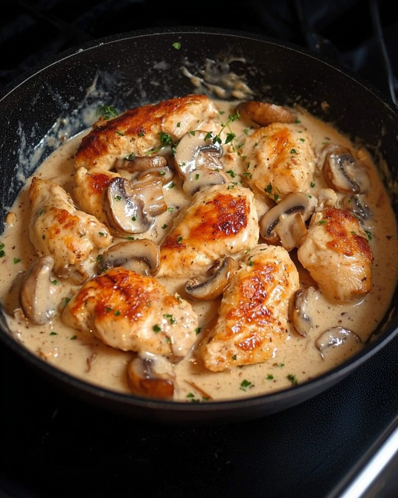 Aiguillettes de Poulet Crémeuses aux Champignons