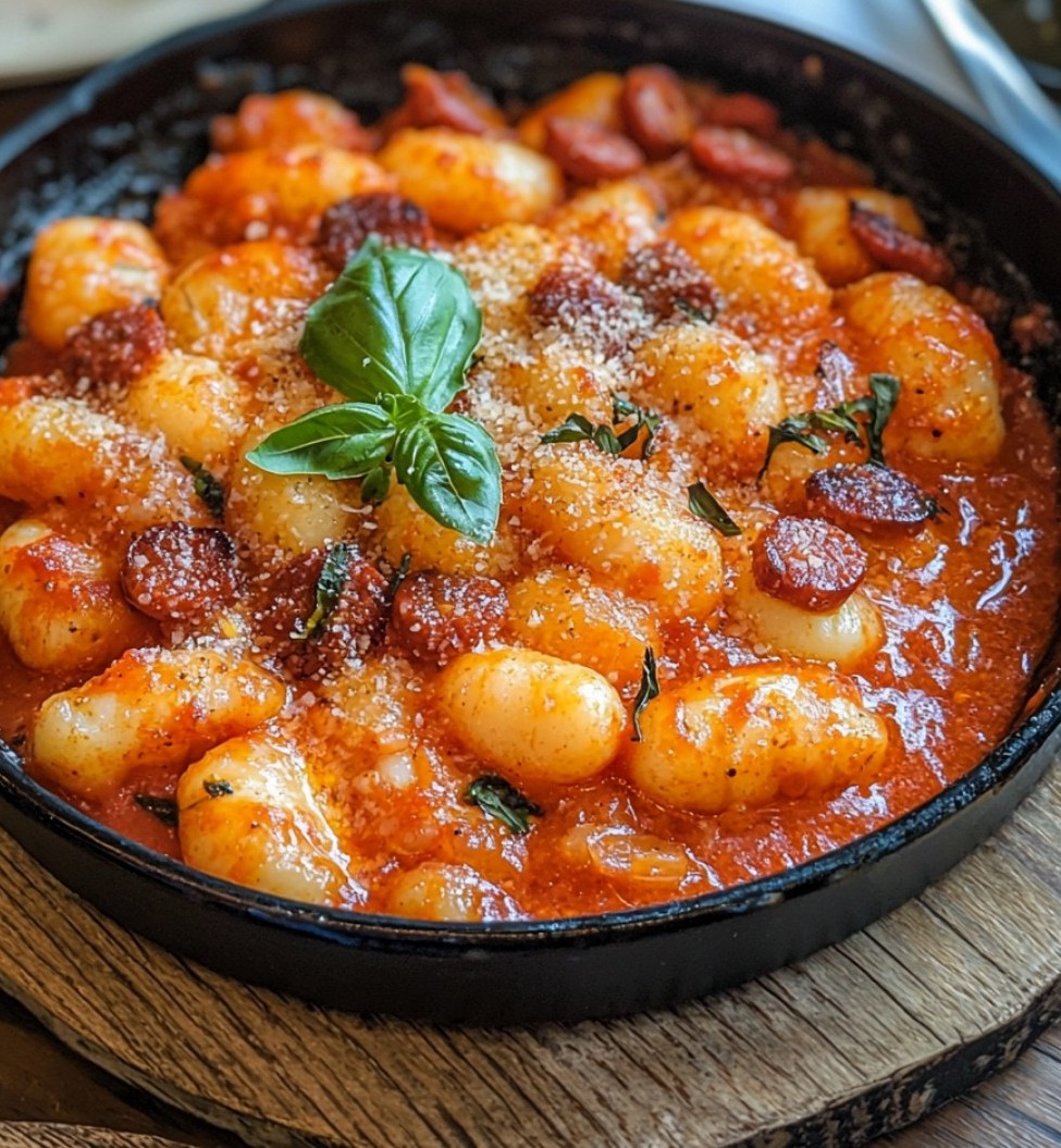 Gnocchi Gratinés, Sauce Tomate et Chorizo