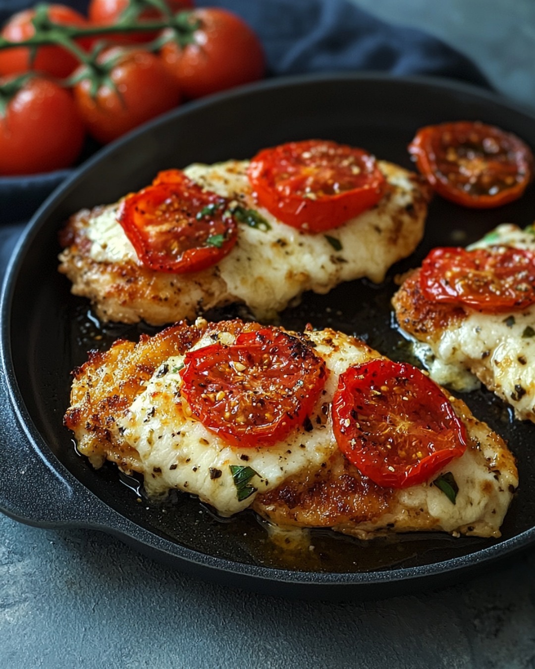 Escalope de Poulet, Tomates et Mozzarella