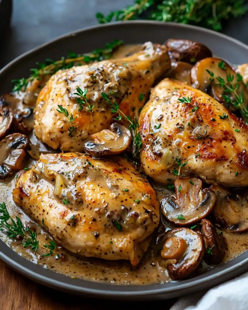 Poulet à la Moutarde et aux Champignons