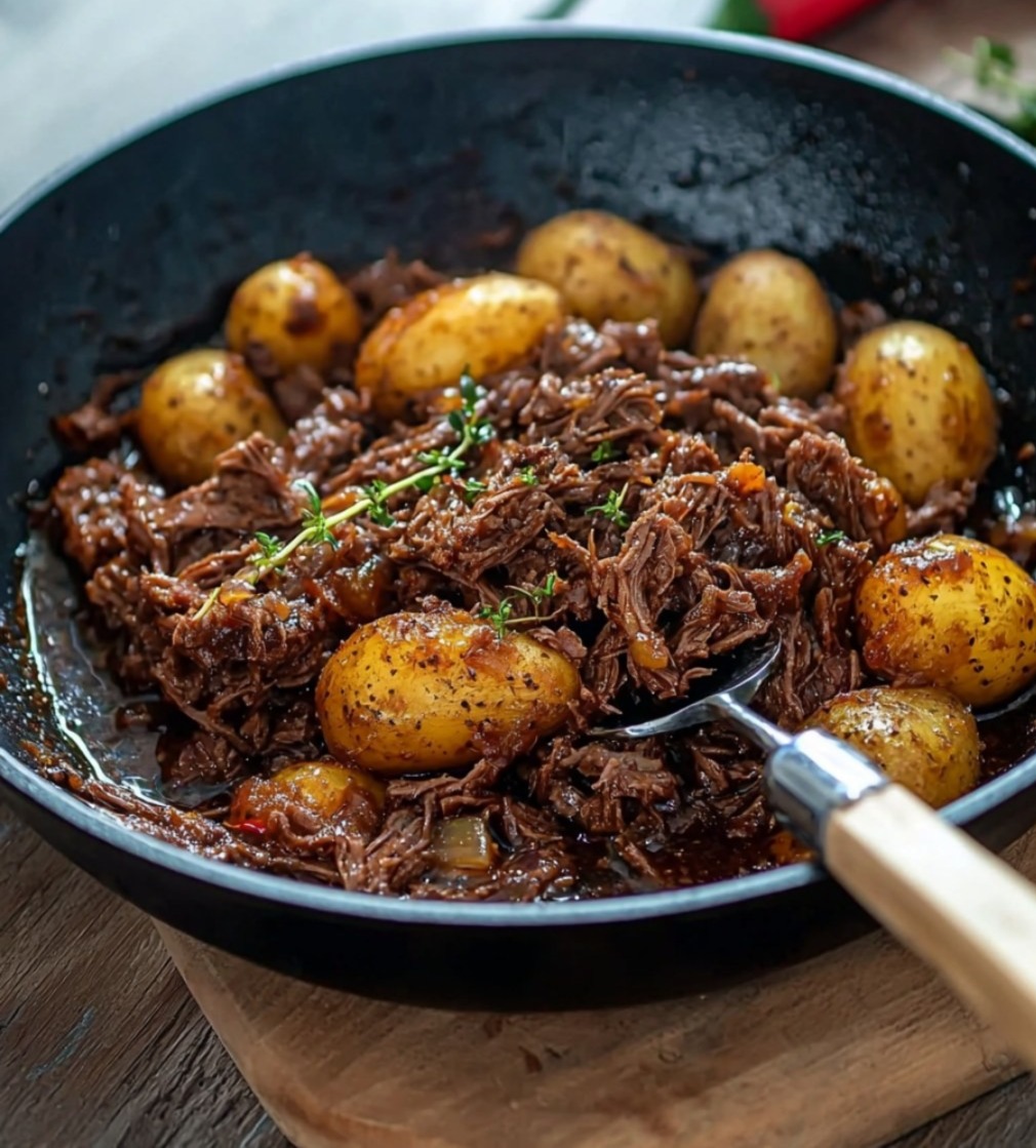 Bœuf Effiloché et Pommes de Terre Grenaille