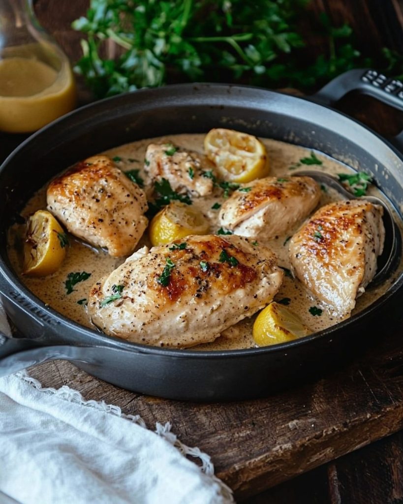 Blancs de poulet à la crème et moutarde de Dijon